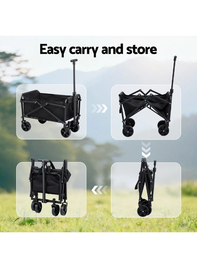 إي وورلد عربة تسوق قابلة للطي – عربة متعددة الاستخدامات تتحمل حتى 32 كجم بمقبض قابل للتعديل، عجلات لجميع التضاريس، قماش مقاوم للماء، مدمجة للشاطئ والتخييم والحديقة والاستخدام اليومي – أسود - Image 5